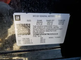 2021 Chevrolet Traverse LS with VIN 1GNEVFKW7MJ151114, listed as a Copart auction lot 54671855 with 65,466 mi miles and Clean Title. Bid and sale history available at carsss.com. Image 13.
