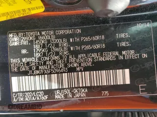 2015 Lexus GX 460 with VIN JTJBM7FX6F5096493, listed as a Copart auction lot 62163955 with 162,150 mi miles and Salvage title. Bid and sale history available at DreamBid. Image 13.