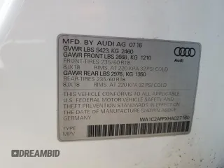 2017 Audi Q5 Premium with VIN WA1C2AFPXHA027160, listed as a Copart auction lot 44220035 with 128,233 mi miles and Salvage title. Bid and sale history available at DreamBid. Image 16.