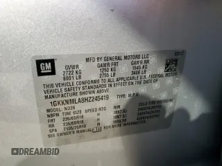 2017 GMC Acadia SLT with VIN 1GKKNMLA8HZ245419, listed as a Copart auction lot 86078564 with 92,874 mi miles and Salvage Title. Bid and sale history available at carsss.com. Image 16.