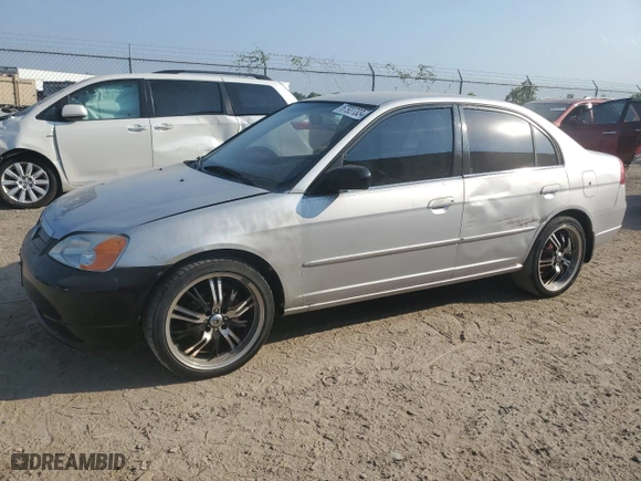 2002 Honda Civic LX with VIN 1HGES16522L056212, listed as a Copart auction lot 67927334 with 207,398 mi miles and Salvage Title. Bid and sale history available at carsss.com. Image 1.