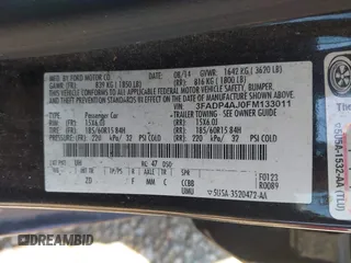 2015 Ford Fiesta S with VIN 3FADP4AJ0FM133011, listed as a IAAI auction lot 42462148 with 85,517 mi miles and . Bid and sale history available at DreamBid. Image 9.
