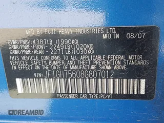 2008 Subaru Impreza Wagon (Natl) WRX w/Premium Pkg with VIN JF1GH75608G807012, listed as a IAAI auction lot 39384030 with 239,110 mi miles. Bid and sale history available at carsss.com. Image 9.