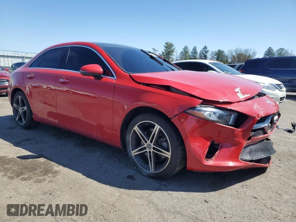 2019 Mercedes-Benz A 220 with VIN WDD3G4EB9KW023082, listed as a Copart auction lot 52583275 with 53,758 mi miles and Salvage title. Bid and sale history available at DreamBid. Image 4.