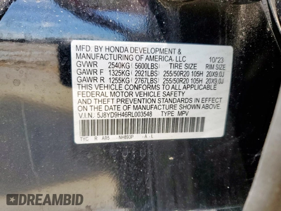 2024 Acura MDX Technology z VIN 5J8YD9H46RL003548, wystawiony jako Copart lot #58195865 z przebiegiem 25 324 mil mil oraz Szkoda całkowita • Salvage title. Historia ofert i sprzedaży dostępna na DreamBid. Obrazek 13.