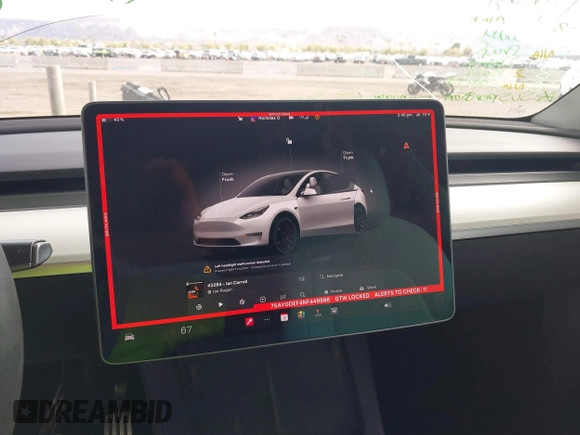 2022 Tesla Model Y Performance with VIN 7SAYGDEF4NF449986, listed as a IAAI auction lot 41754916 with 64,384 mi miles and . Bid and sale history available at DreamBid. Image 19.
