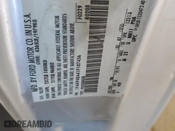 2001 Ford Mustang Standard с VIN 1FAFP40441F187456, выставлен на аукционе Copart как лот 53296415 с пробегом 215 719 миль миль и Списание • Salvage title. История ставок и продаж доступна на DreamBid. Изображение 14.
