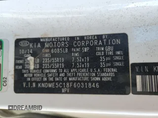2015 Kia Sedona SX-L with VIN KNDME5C18F6031846, listed as a Copart auction lot 86215714 with 153,150 mi miles and Clean Title. Bid and sale history available at DreamBid. Image 13.