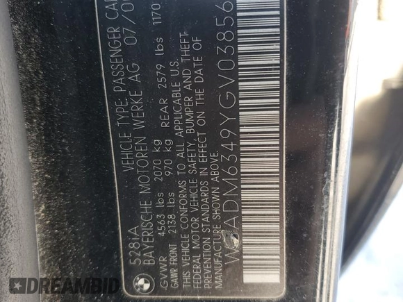2000 BMW 5 Series 528iA with VIN WBADM6349YGV03856, listed as a Copart auction lot 41798265 with 253,628 mi miles and Salvage Title. Bid and sale history available at carsss.com. Image 12.
