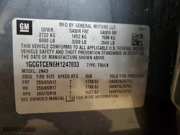 2017 Chevrolet Colorado 4WD LT with VIN 1GCGTCEN6H1247833, listed as a Copart auction lot 46676645 with 212,899 mi miles and Salvage Title. Bid and sale history available at carsss.com. Image 13.
