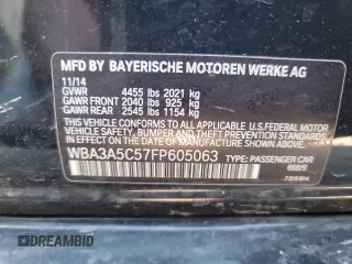 2015 BMW 3 Series 328i with VIN WBA3A5C57FP605063, listed as a Copart auction lot 54818934 with 148,500 mi miles and Clean Title. Bid and sale history available at carsss.com. Image 13.