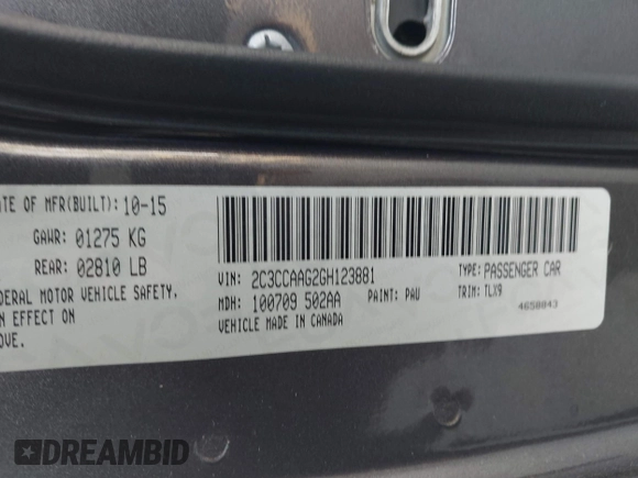 2016 Chrysler 300 Limited with VIN 2C3CCAAG2GH123881, listed as a IAAI auction lot 40713271 with 185,812 mi miles. Bid and sale history available at carsss.com. Image 9.