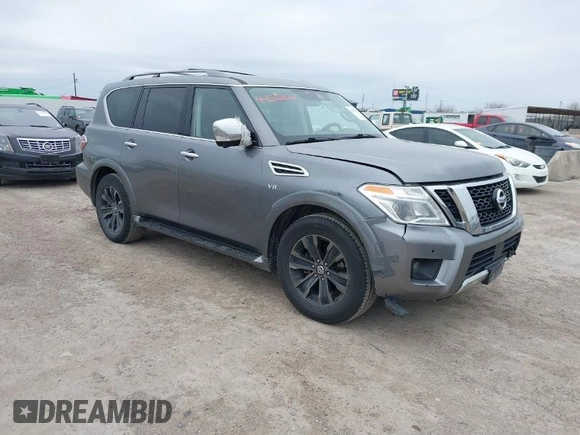 2018 Nissan Armada Platinum with VIN JN8AY2NFXJ9330364, listed as a IAAI auction lot 41572672 with 134,787 mi miles. Bid and sale history available at carsss.com. Image 1.