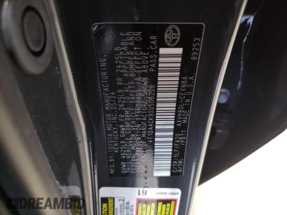 2025 Toyota Camry LE z VIN 4T1DAACK9SU506208, wystawiony jako Copart lot #56706605 z przebiegiem 17 651 mil mil oraz Szkoda całkowita • Salvage title. Historia ofert i sprzedaży dostępna na DreamBid. Obrazek 13.