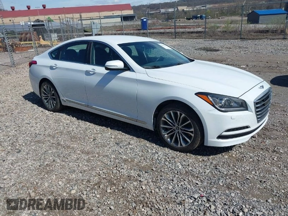 2017 Genesis G80 3.8L with VIN KMHGN4JE3HU166577, listed as a IAAI auction lot 41976937 with 117,635 mi miles. Bid and sale history available at carsss.com. Image 1.