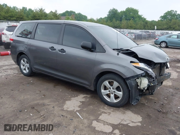 2014 Toyota Sienna L with VIN 5TDZK3DC5ES439593, listed as a IAAI auction lot 42420219 with 136,544 mi miles and . Bid and sale history available at DreamBid. Image 1.