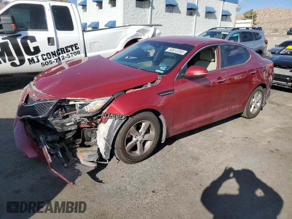 2014 Kia Optima LX with VIN 5XXGM4A72EG273906, listed as a Copart auction lot 50812355 with 104,004 mi miles and Salvage Title. Bid and sale history available at carsss.com. Image 1.