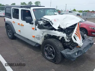 2021 Jeep Wrangler Unlimited Sport S z VIN 1C4HJXDN1MW648061, wystawiony jako IAAI lot #42426882 z przebiegiem 99 008 mil mil oraz . Historia ofert i sprzedaży dostępna na DreamBid. Obrazek 1.