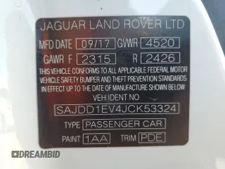2018 Jaguar F-Type with VIN SAJDD1EV4JCK53324, listed as a Copart auction lot 46071114 with 53,199 mi miles and . Bid and sale history available at DreamBid. Image 12.