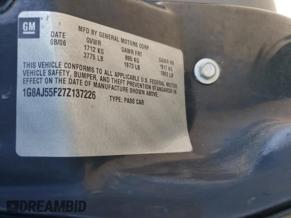 2007 Saturn ION ION 2 z VIN 1G8AJ55F27Z137226, wystawiony jako Copart lot #58369145 z przebiegiem 89 257 mil mil oraz Szkoda całkowita • Salvage title. Historia ofert i sprzedaży dostępna na DreamBid. Obrazek 12.