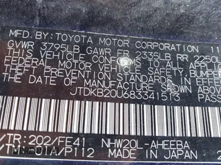 2008 Toyota Prius with VIN JTDKB20U683341513, listed as a IAAI auction lot 41735377 with 189,992 mi miles. Bid and sale history available at carsss.com. Image 9.