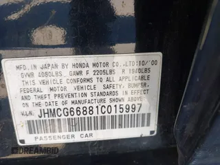 2001 Honda Accord EX z VIN JHMCG66881C015997, wystawiony jako IAAI lot #41902990 z przebiegiem Nie podano mil oraz . Historia ofert i sprzedaży dostępna na DreamBid. Obrazek 9.