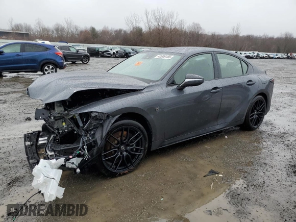 2023 Lexus IS with VIN JTHAP1D25P5002842, listed as a Copart auction lot 42609185 with 17,424 mi miles and Salvage Title. Bid and sale history available at carsss.com. Image 1.