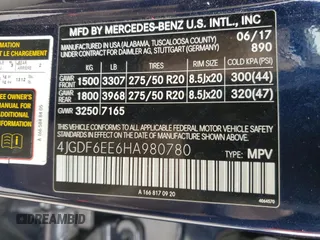 2017 Mercedes-Benz GLS with VIN 4JGDF6EE6HA980780, listed as a Copart auction lot 39303324 with 49,022 mi miles. Bid and sale history available at carsss.com. Image 13.