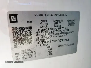 2019 Chevrolet Suburban with VIN 1GNSCKEC9KR230768, listed as a Copart auction lot 58822915 with 96,823 mi miles and Salvage title. Bid and sale history available at DreamBid. Image 13.