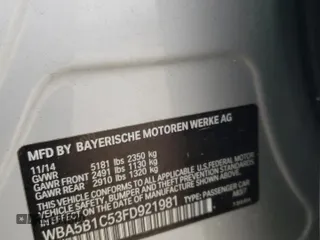 2015 BMW 5 Series 535i with VIN WBA5B1C53FD921981, listed as a Copart auction lot 48983675 with 100,397 mi miles and Salvage Title. Bid and sale history available at carsss.com. Image 12.