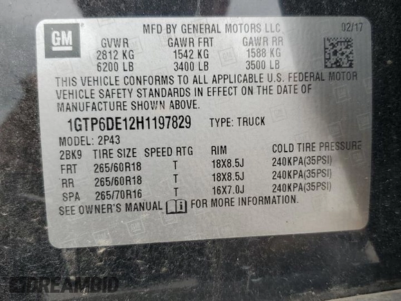 2017 GMC Canyon 4WD SLT with VIN 1GTP6DE12H1197829, listed as a Copart auction lot 43533765 with 117,149 mi miles and Salvage Title. Bid and sale history available at carsss.com. Image 13.