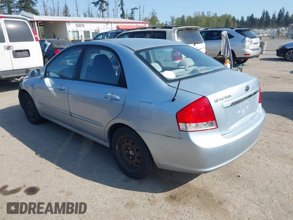 2007 Kia Spectra EX with VIN KNAFE121175389331, listed as a IAAI auction lot 42078709 with 199,324 mi miles. Bid and sale history available at carsss.com. Image 3.