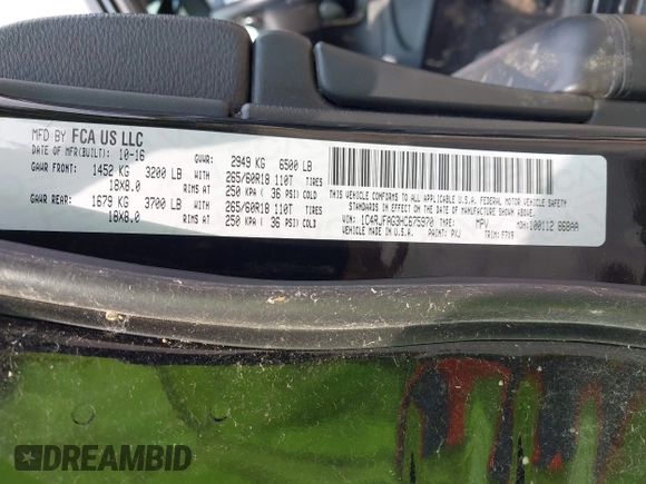 2017 Jeep Grand Cherokee Laredo с VIN 1C4RJFAG3HC675970, выставлен на аукционе IAAI как лот 42472724 с пробегом 112 058 миль миль и . История ставок и продаж доступна на DreamBid. Изображение 9.