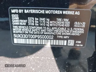 2023 BMW X4 xDrive30i with VIN 5UX33DT00P9S00002, listed as a IAAI auction lot 41674075 with 30,442 mi miles and . Bid and sale history available at DreamBid. Image 9.