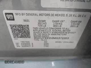 2021 Chevrolet Silverado 1500 RST with VIN 3GCUYEED2MG372203, listed as a IAAI auction lot 41395586 with 119,872 mi miles. Bid and sale history available at carsss.com. Image 9.