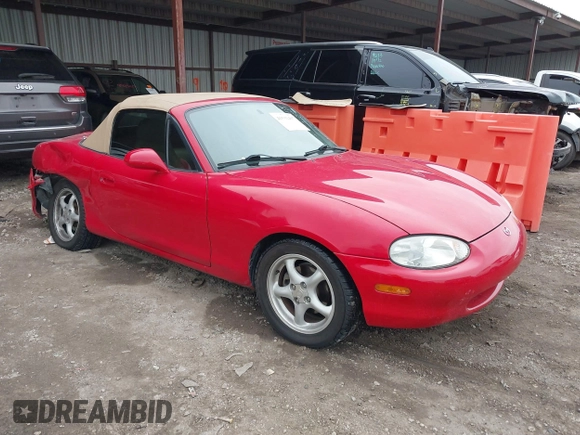 1999 Mazda MX-5 Miata with VIN JM1NB3531X0120856, listed as a IAAI auction lot 41531407 with 92,512 mi miles and . Bid and sale history available at DreamBid. Image 1.