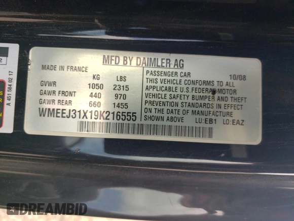 2009 Smart fortwo Pure with VIN WMEEJ31X19K216555, listed as a Copart auction lot 64412765 with 74,152 mi miles and Clean title. Bid and sale history available at DreamBid. Image 12.