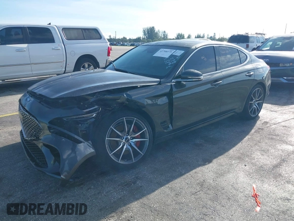 2025 Genesis G70 2.5T with VIN KMTG34SC7SU156246, listed as a IAAI auction lot 42788575 with 7,842 mi miles and . Bid and sale history available at DreamBid. Image 18.