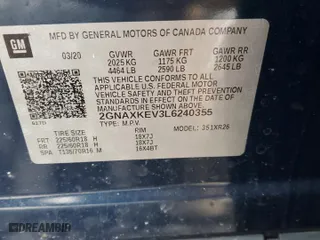 2020 Chevrolet Equinox LT with VIN 2GNAXKEV3L6240355, listed as a Copart auction lot 87069414 with 64,616 mi miles and Salvage Title. Bid and sale history available at carsss.com. Image 13.