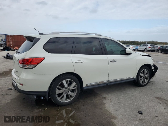 2016 Nissan Pathfinder Platinum with VIN 5N1AR2MN9GC618854, listed as a Copart auction lot 79356124 with 106,784 mi miles and Salvage Title. Bid and sale history available at carsss.com. Image 3.