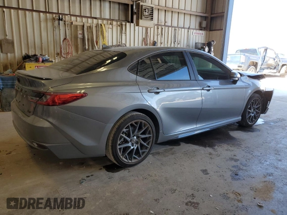 2025 Toyota Camry LE with VIN 4T1DAACKXSU556793, listed as a Copart auction lot 50574875 with 5,908 mi miles and Salvage Title. Bid and sale history available at carsss.com. Image 3.