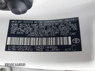 2014 Toyota Prius Four with VIN JTDKN3DU8E0387333, listed as a IAAI auction lot 42415523 with 165,252 mi miles and . Bid and sale history available at DreamBid. Image 9.