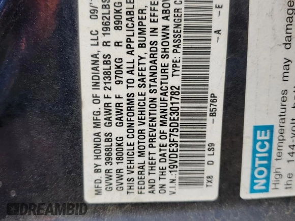 2013 Acura ILX Hybrid Tech Pkg with VIN 19VDE3F75DE301782, listed as a Copart auction lot 54914405 with 159,012 mi miles and Clean Title. Bid and sale history available at carsss.com. Image 12.