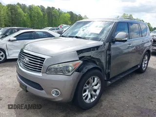 2014 Infiniti QX80 with VIN JN8AZ2NE0E9069465, listed as a IAAI auction lot 41967613 with 112,004 mi miles. Bid and sale history available at carsss.com. Image 2.