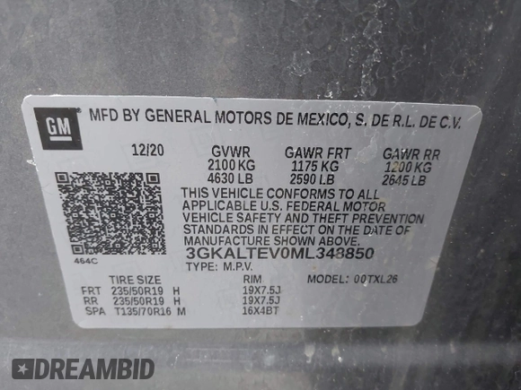 2021 GMC Terrain SLE z VIN 3GKALTEV0ML348850, wystawiony jako IAAI lot #42010978 z przebiegiem 40 146 mil mil oraz . Historia ofert i sprzedaży dostępna na DreamBid. Obrazek 9.
