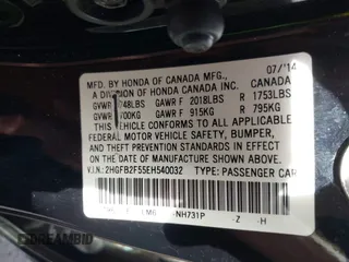 2014 Honda Civic Sedan LX with VIN 2HGFB2F55EH540032, listed as a IAAI auction lot 41458693 with 167,549 mi miles. Bid and sale history available at carsss.com. Image 9.