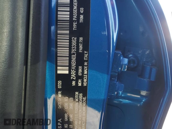2020 Alfa Romeo Giulia Ti z VIN ZARFANBN0L7633662, wystawiony jako Copart lot #49738675 z przebiegiem 37 698 mil mil oraz Szkody całkowita. Historia ofert i sprzedaży dostępna na DreamBid. Obrazek 14.