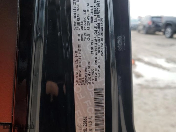 2022 Jeep Gladiator Overland with VIN 1C6HJTFG2NL129862, listed as a Copart auction lot 86254394 with 98,151 mi miles and Salvage Title. Bid and sale history available at carsss.com. Image 27.