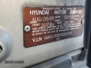 2001 Hyundai Santa Fe GLS with VIN KM8SC83D31U010136, listed as a Copart auction lot 69809604 with 79,823 mi miles and Salvage Title. Bid and sale history available at carsss.com. Image 13.