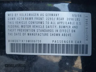 2009 Volkswagen Rabbit S with VIN WVWDB71K19W006730, listed as a IAAI auction lot 41546917 with 108,780 mi miles. Bid and sale history available at carsss.com. Image 9.